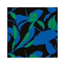 Zwarte viscose twill blauw/groene bloemen 'Color Leaves' - My Image